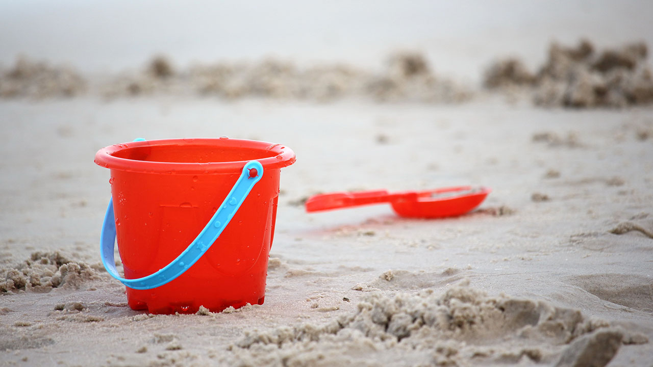 Red bucket and spade